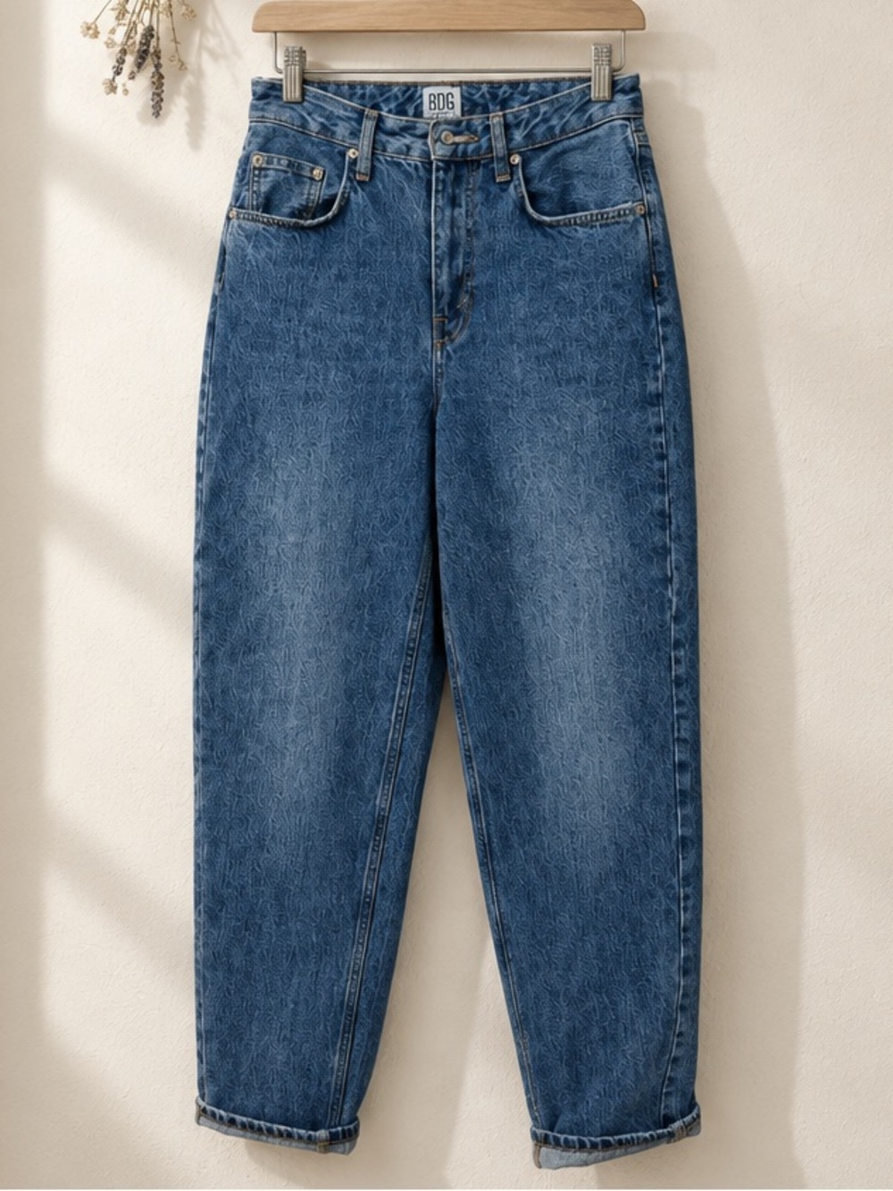 BDG Urban Outfitters High Rise Baggy Jeans Size 27 Medium Wash Barrel Tapered